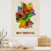 Deutschland Watercolor Map (Deutschland) Poster (Küche)