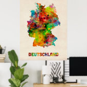 Deutschland Watercolor Map (Deutschland) Poster (Heimbüro)