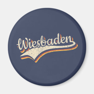Deutschland Wiesbaden Vintage Retro Typographie Magnet