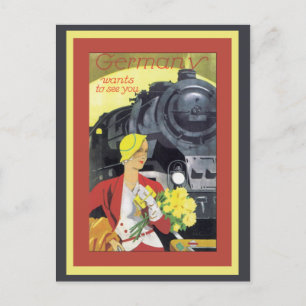 Deutschland will dich sehen Vintage Postkarte