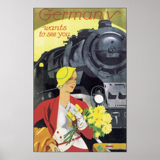Deutschland Will dich Vintage Travel Poster zu seh (Vorne)
