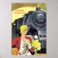 Deutschland Will dich Vintage Travel Poster zu seh