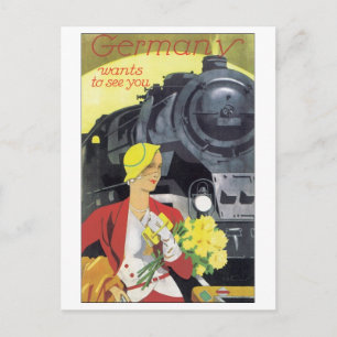 Deutschland Will dich Vintage Travel Poster zu seh Postkarte