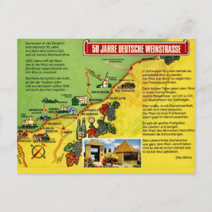 Deutschlands Weinstraßenkarte Postkarte