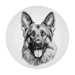 Deutschlandscher-Hirtenhund-Porträt Runde Schneidb Schneidebrett