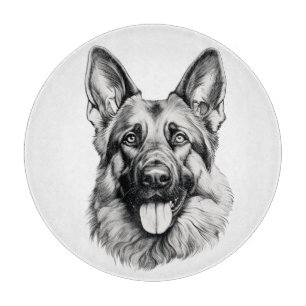 Deutschlandscher-Hirtenhund-Porträt Runde Schneidb Schneidebrett