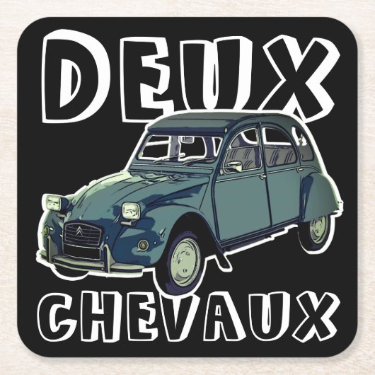Deux Chevaux Rechteckiger Pappuntersetzer (Vorderseite)