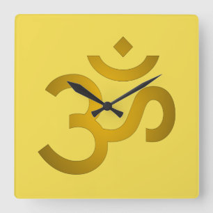Devanagari om - Canary Quadratische Wanduhr