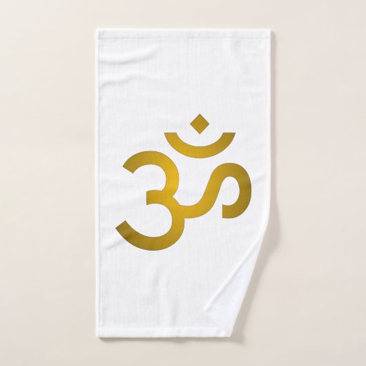 Devanagari om - White Badhandtuch Set (Handtuch)