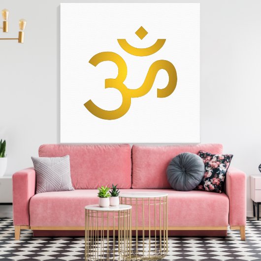 Devanagari om - White Leinwanddruck (Insitu (Wohnzimmer))