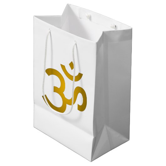 Devanagari om - White Mittlere Geschenktüte (Vorderseite Schrägansicht)