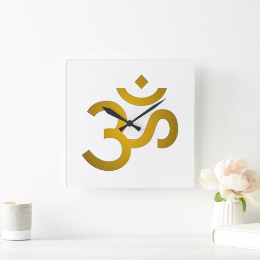 Devanagari om - White Quadratische Wanduhr (Zuhause)