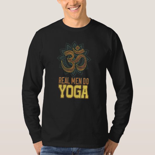 Devanagari Real Man Do Yoga Namaste T-Shirt (Vorderseite)