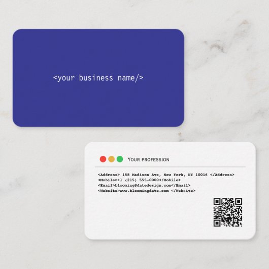Developer Business Card mit QR-Code Visitenkarte (Vorne/Hinten)