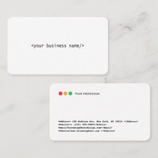 Developer Business Card Visitenkarte (Vorne/Hinten)