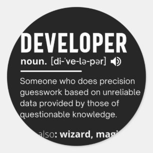 Developer Dictionary Definition Funny developers Runder Aufkleber
