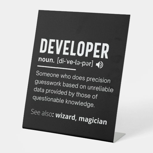 Developer Dictionary Definition Funny developers Sockelschild (Vorderseite)