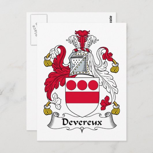 Devereux Familienwappen Postkarte (Vorne/Hinten)