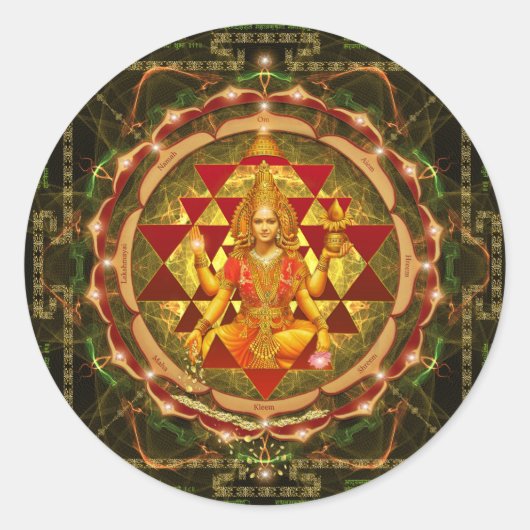 Devi Lakshmi Stotram- Shri Yantra Runder Aufkleber (Vorderseite)