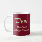 Devi Sanskrit Calligrafie mit Mantra Kaffeetasse (Links)
