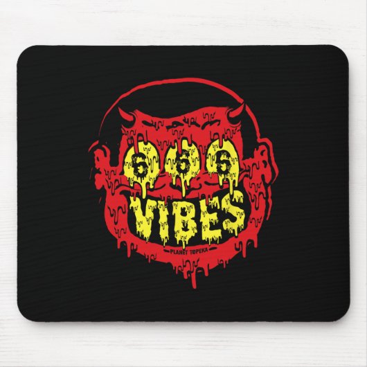 Devil 666 Vibes - Retro Style 666 Funny Evil Hallo Mousepad (Vorne)