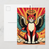 Devil Angel Niedlich Kitty with Wings Comic Book S Postkarte (Vorne/Hinten)