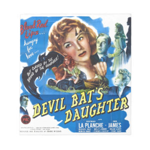 Devil Bat's Daughter, Vintages Horror-Filmplakat Notizblock