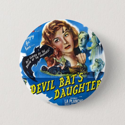Devil Bat's Tochter, Vintage-Horrorschreckplakat Button (Vorderseite)