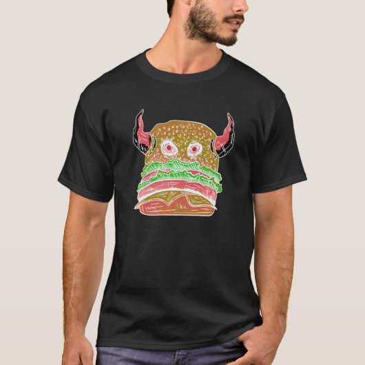 Devil Burger Crazy Eyes Hamburger Cheesburger Deli T-Shirt (Vorderseite)