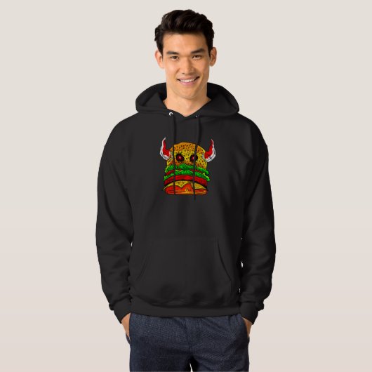Devil Burger Hamburger Cheesburger Köstliches Esse Hoodie (Vorne ganz)