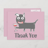 Devil Cat with Wine Danke Postkarte (Vorne/Hinten)