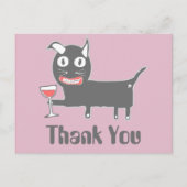 Devil Cat with Wine Danke Postkarte (Vorderseite)