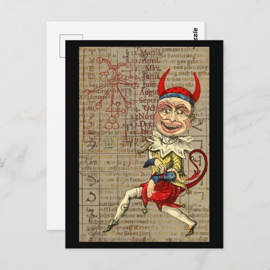 Devil Clown Zodiac Occult Symbols Postkarte (Vorne/Hinten)