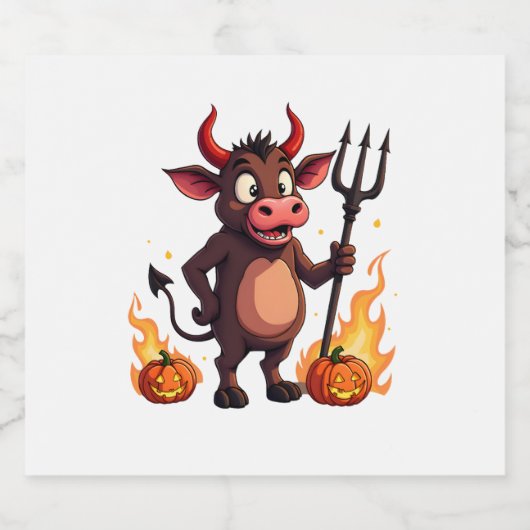 Devil Cow Mischief Schaumweinetikett (Einzelnes Label)