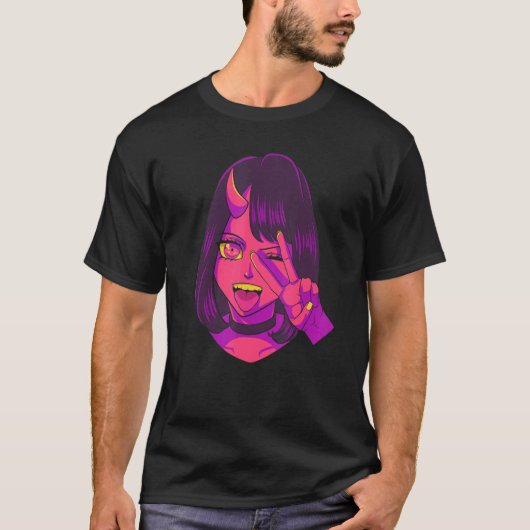 Devil Demon Girl Acid Pixie ästhetischer Satanic G T-Shirt (Vorderseite)