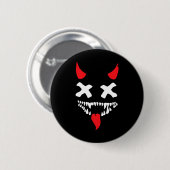 Devil Face Lazy Halloween Kostüm Beängstigende Cre Button (Vorne & Hinten)