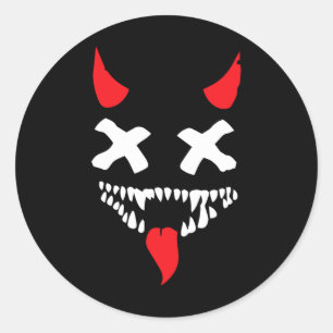 Devil Face Lazy Halloween Kostüm Beängstigende Cre Runder Aufkleber