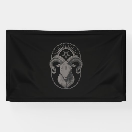 Devil Goat Pentagram Baphomet Satan Occult Satanic Banner (Horizontal)