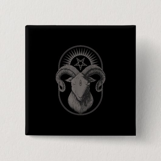 Devil Goat Pentagram Baphomet Satan Occult Satanic Button (Vorderseite)