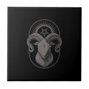 Devil Goat Pentagram Baphomet Satan Occult Satanic Fliese