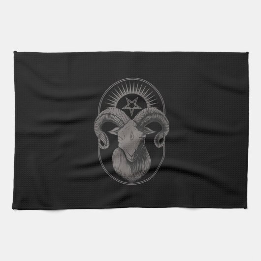 Devil Goat Pentagram Baphomet Satan Occult Satanic Geschirrtuch (Horizontal)
