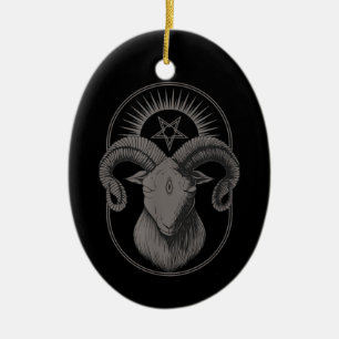 Devil Goat Pentagram Baphomet Satan Occult Satanic Keramik Ornament