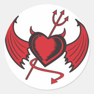 Devil Hearts Runder Aufkleber