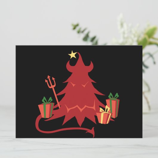 Devil Holiday Tree Feiertagskarte (Stehend Vorderseite)