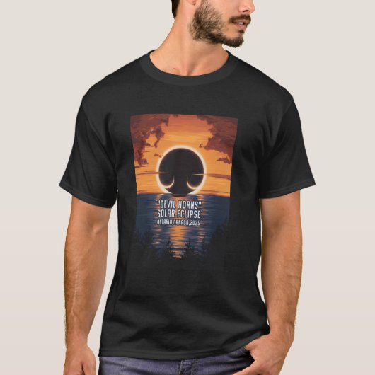 Devil Horns Solar Eclipse 2025 Ontario Kanada T-Shirt (Vorderseite)