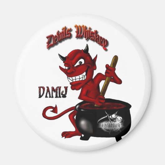 Devil LARGE w-Sensenmann LOGO - BUTTON Magnet (Vorne)