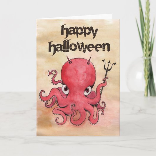 Devil Octopus Halloween Karte (Vorderseite)