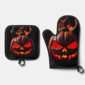 Devil Pumpkin Crown Halloween Mitt Set (Vorderseite)