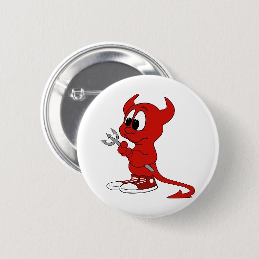 Devil Red Demon Cartoon Satan Evil Hell Heat Button (Vorne & Hinten)