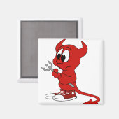 Devil Red Demon Cartoon Satan Evil Hell Heat Magnet (Vorderseite/Rückseite)